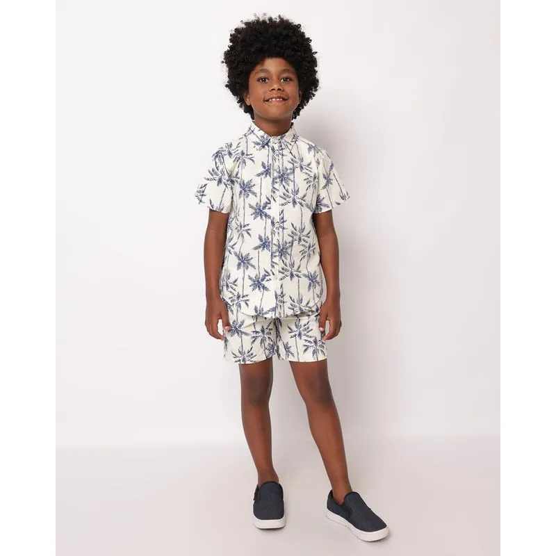 Bermuda Infantil Texturizada com Estampa Tropical Off White 6