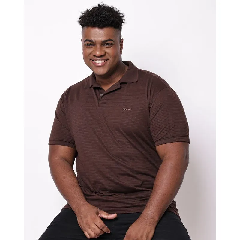 Camisa Polo Size Masculina Polo Texturizada Marrom G2