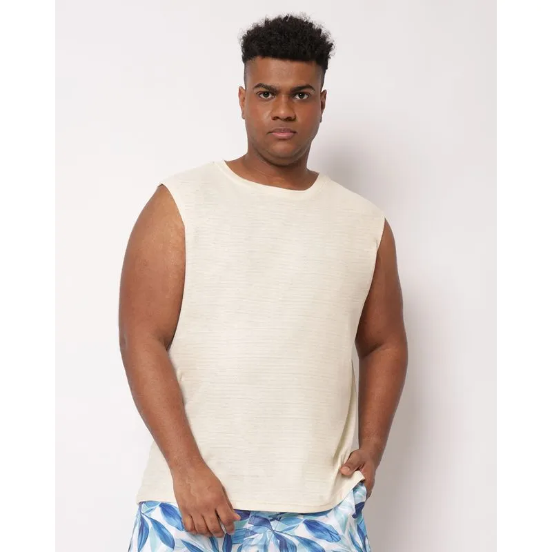Regata Plus Size Masculina Texturizada Off White G3