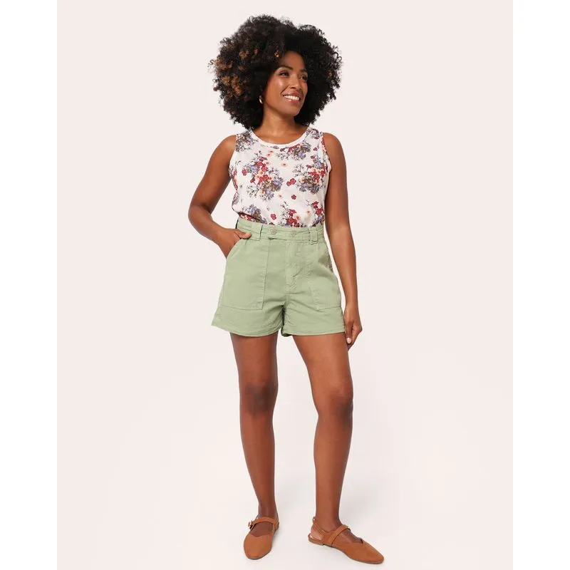 Short Sarja Feminino Vizzy Bolsos Carpinteiro Verde 42