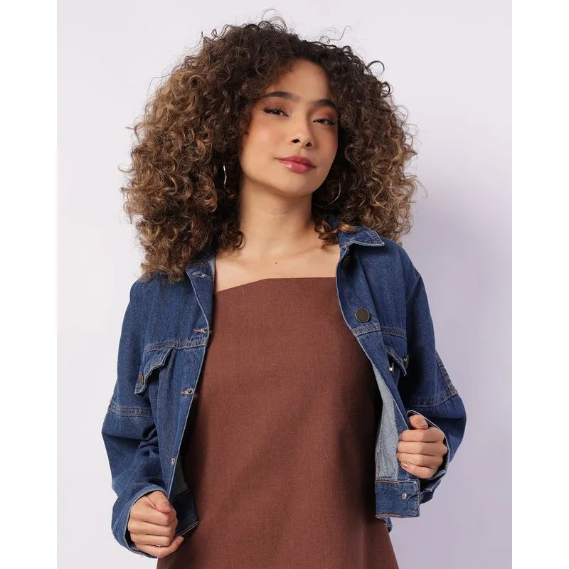 Jaqueta Jeans Feminina Curta Azul G