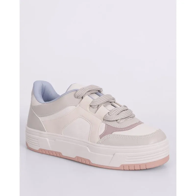 Tênis Feminino Casual Donatta com Recortes Bege 35