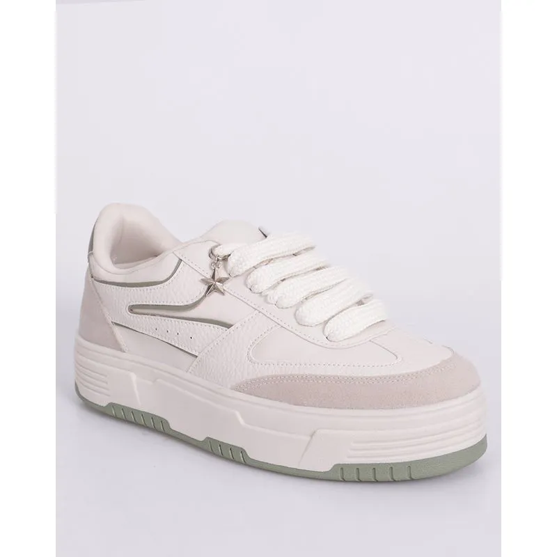 Tênis Feminino Casual Donatta com Recortes Bege 37