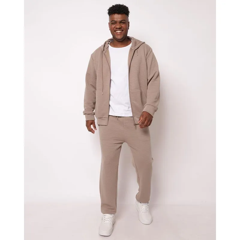 Calça Moletom Plus Size Masculina Texturizada Bege G1