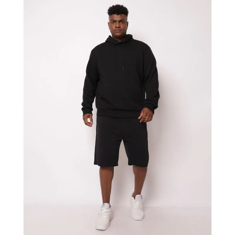 Bermuda Plus Size Masculina Texturizada Preta G4