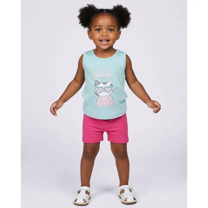 Conjunto Bebê Curto Algodão com Estampa Verde 1