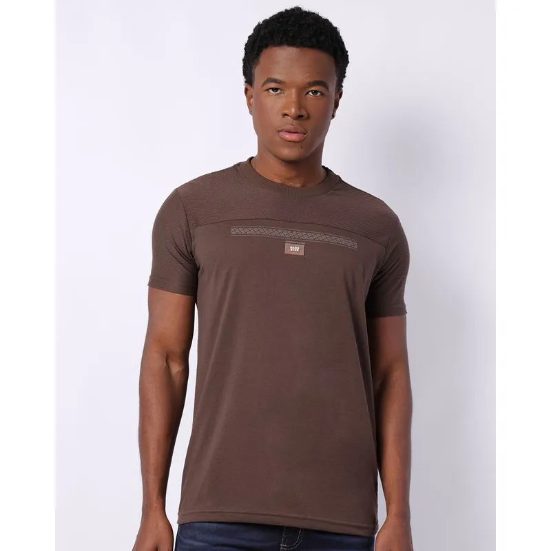 Camiseta Masculina Gangster Texturizada Manga Curta Marrom GG