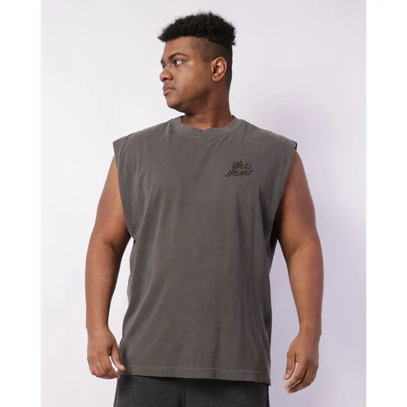 Regata Plus Size Masculina Algodão Desfiada Cinza G2