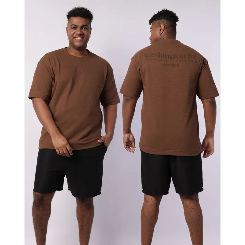 Camiseta Plus Size Masculina Atoalhada Marrom G3
