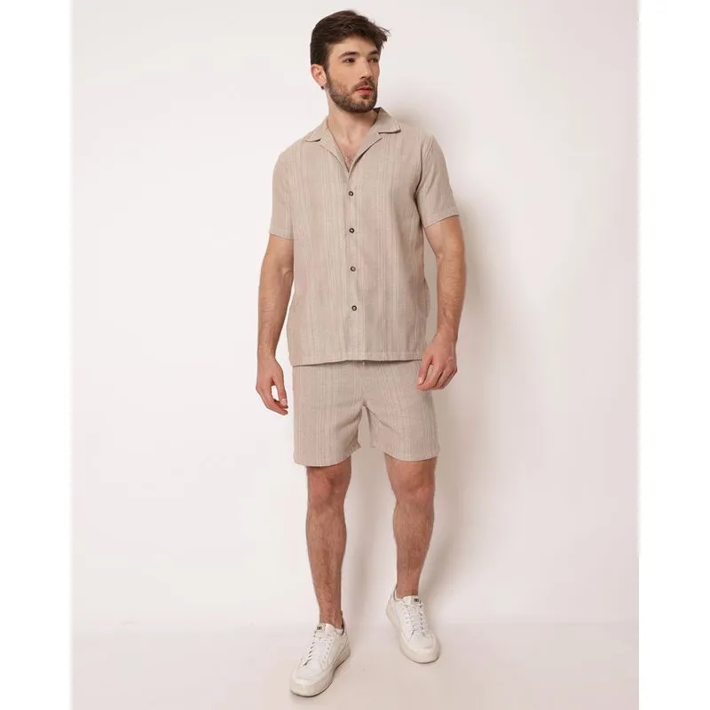 Bermuda Masculina Reta Texturizada Marrom P