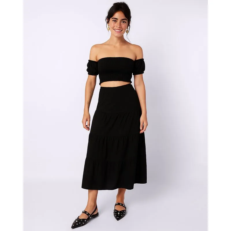 Saia Feminina Midi Três Marias Preta M
