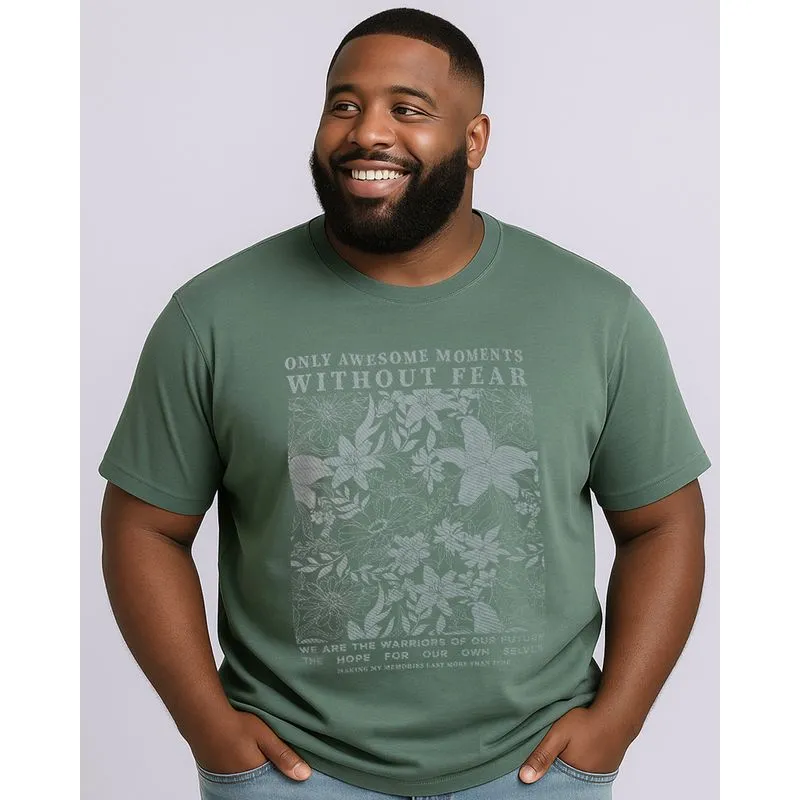 Camiseta Plus Size Masculina Algodão com Estampa Verde G1