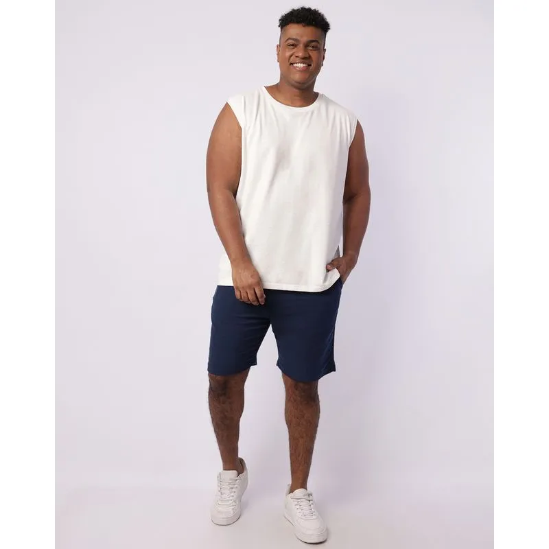 Bermuda Plus Size Masculina Moletinho Texturizada Marinho G3