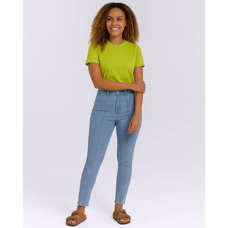 Calça Jeans Feminina Skinny com Bolsos Azul 38