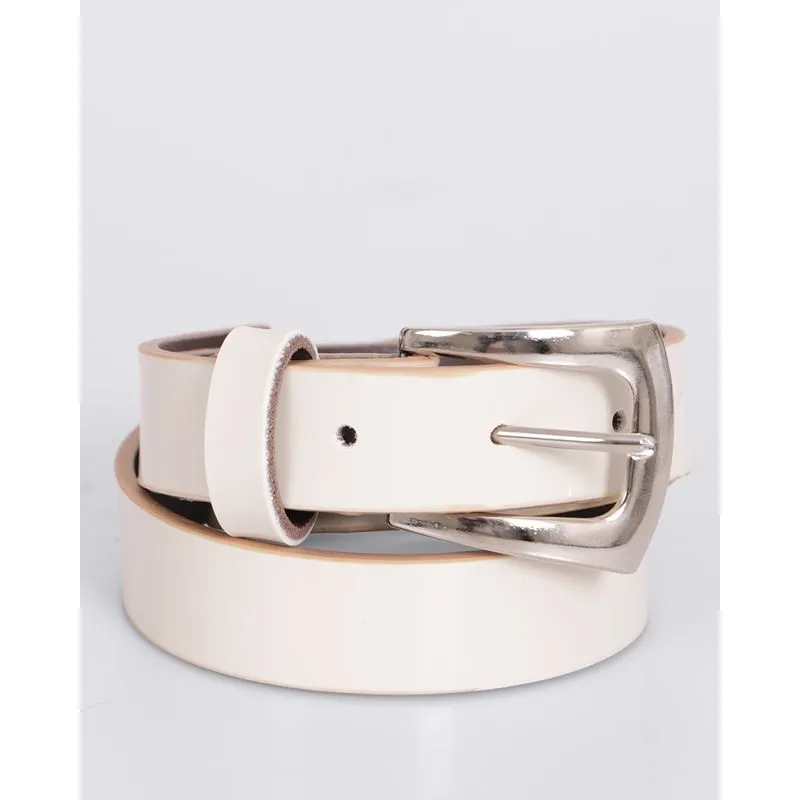 Cinto Feminino Slim Envernizado Bege G