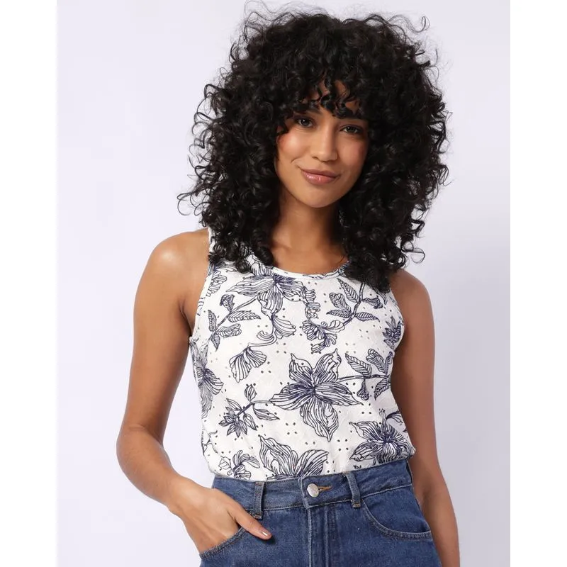 Regata Feminina Laise Estampada Branca G