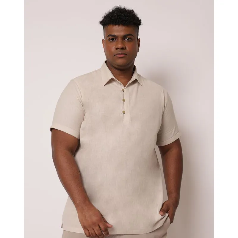 Bata Plus Size Masculina Algodão com Linho Off White G3