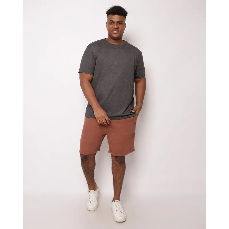 Bermuda Sarja Plus Size Masculina Reta com Bolsos Marrom G1