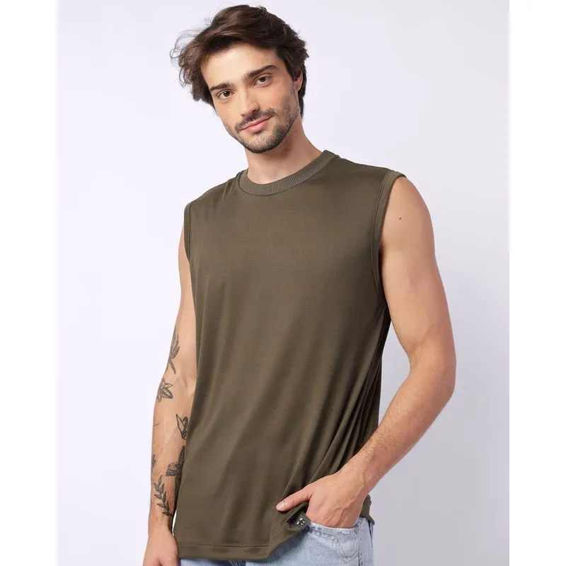 Regata Masculina com Gola Canelada Verde GG
