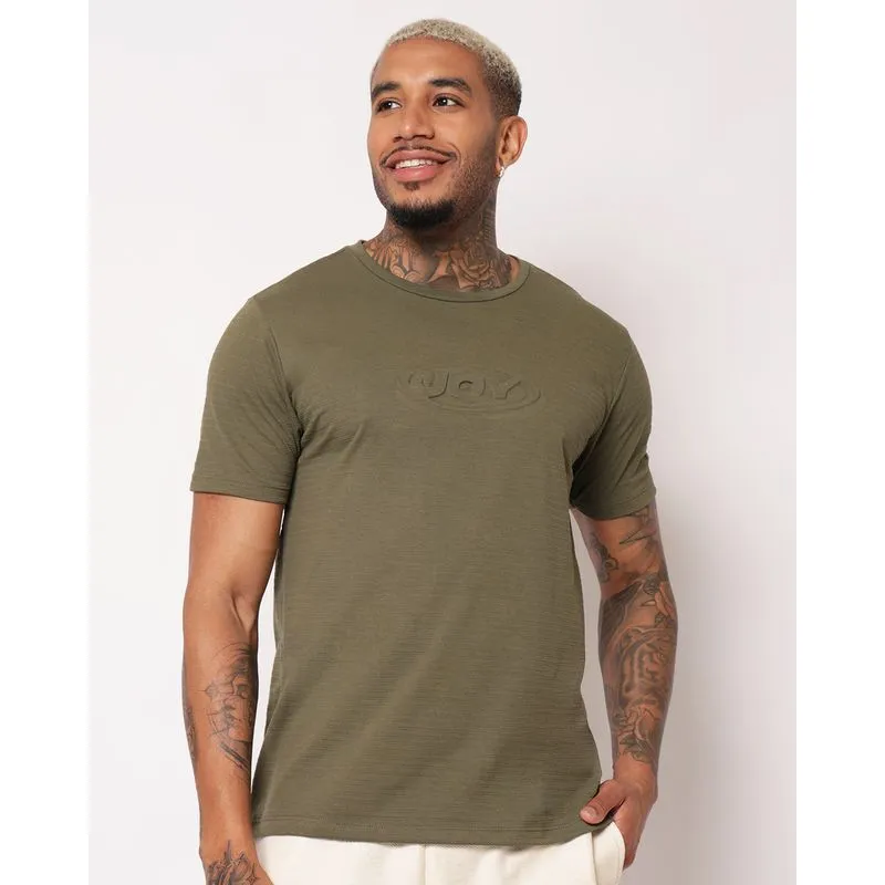 Camiseta Masculina Texturizada Estampa Alto Relevo Manga Curta Verde M