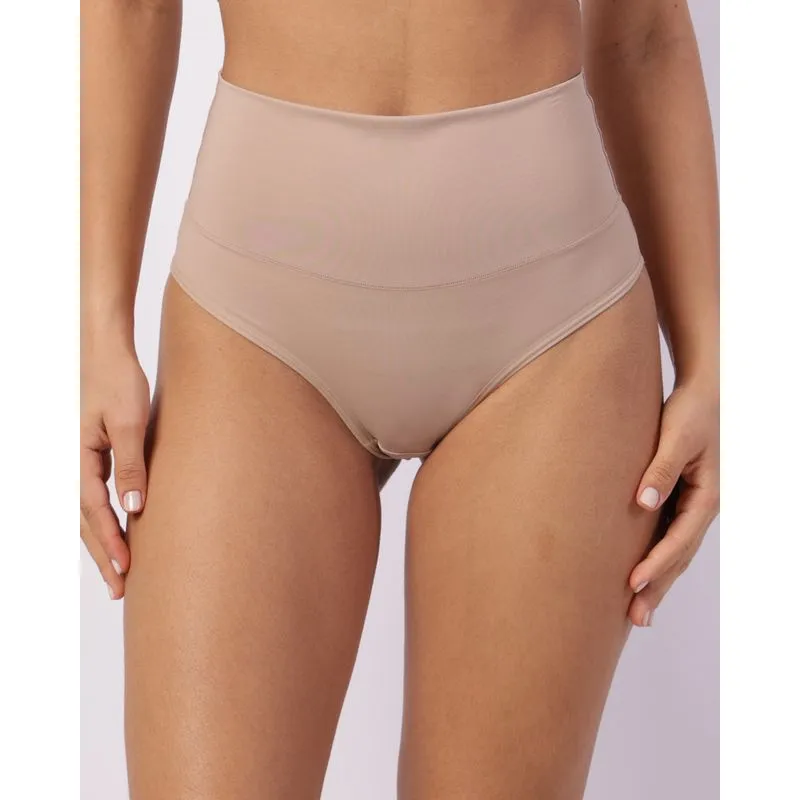 Calcinha Feminina Modeladora Fio Duplo Poliamida Bege GG