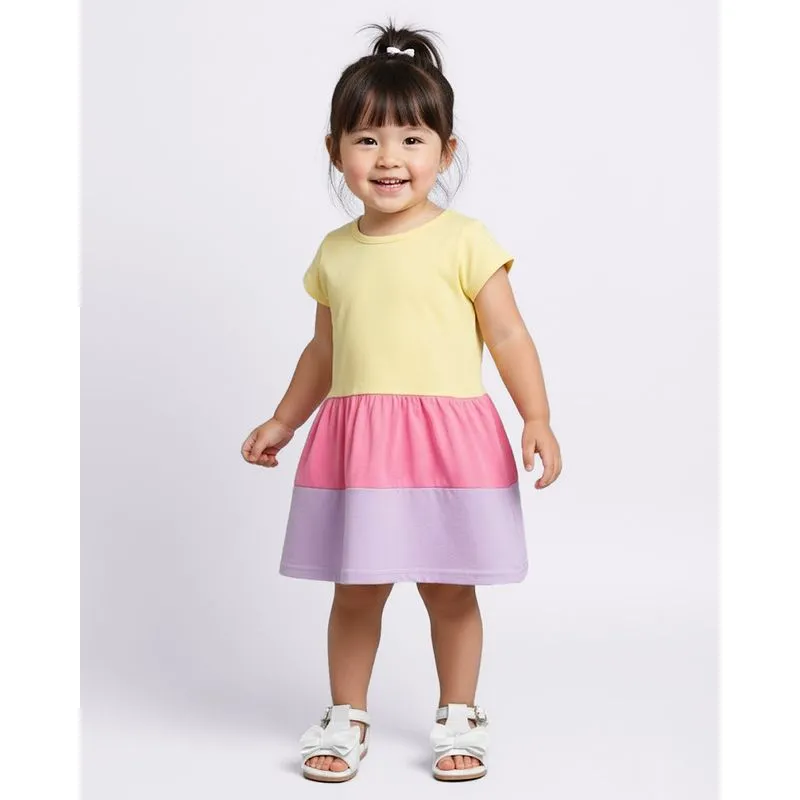Vestido Bebê Três Marias Manga Curta Amarelo 1