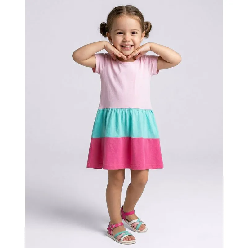 Vestido Bebê Curto Três Marias Manga Curta Rosa 4
