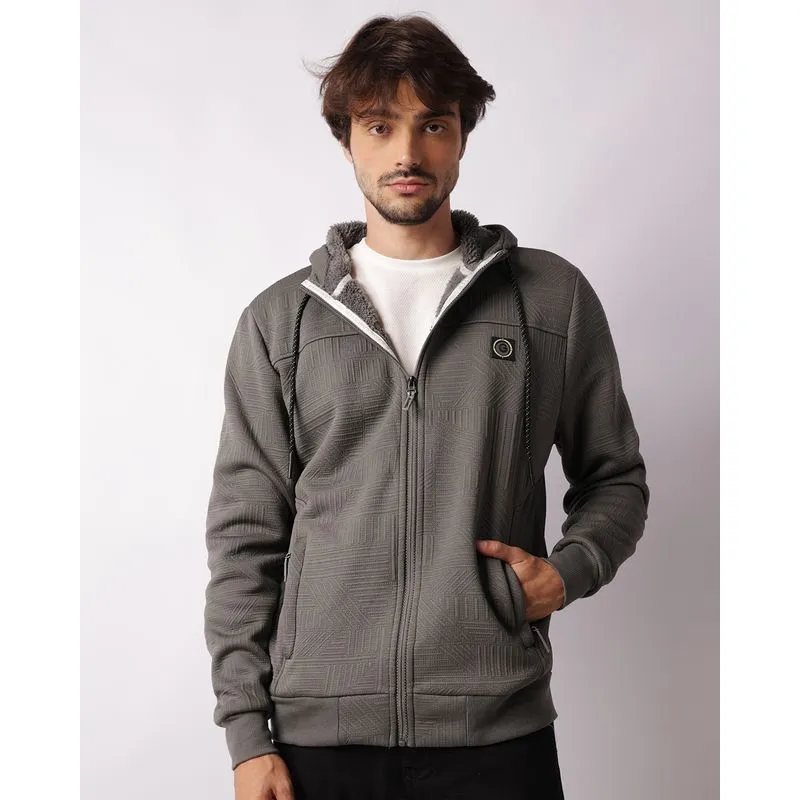Jaqueta Moletom Masculina Gangster Peluciada Jacquard Cinza M