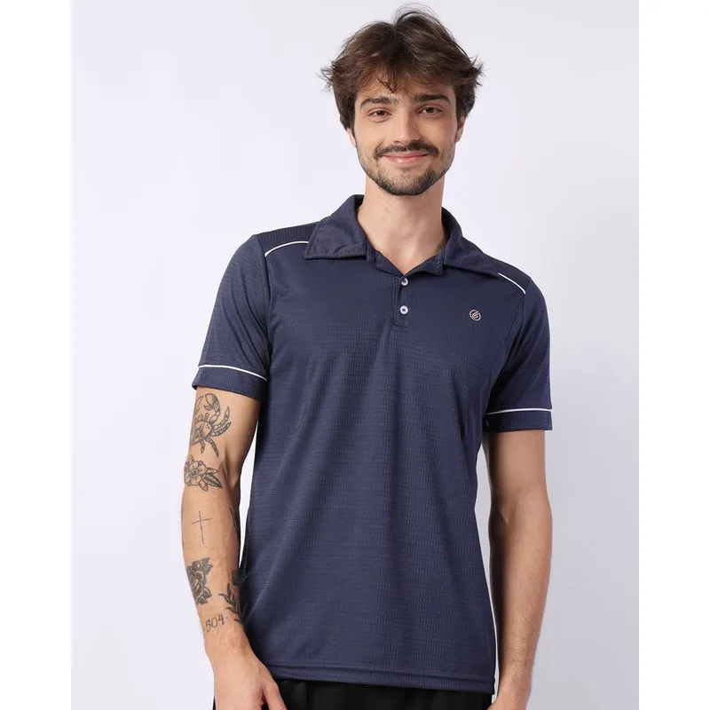 Camisa Polo Esportiva Masculina Dry Fit Texturizada Azul P