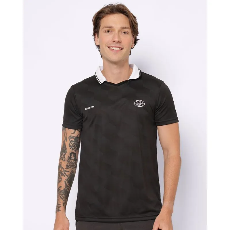 Camisa Polo Esportiva Masculina Dry Fit Estampa Frontal Preta G