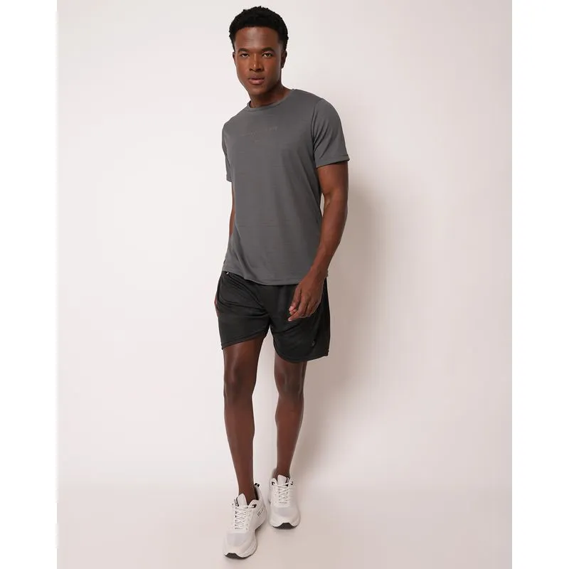 Bermuda Esportiva Masculina Reta Dry Fit Estampada com Bolsos Preta G