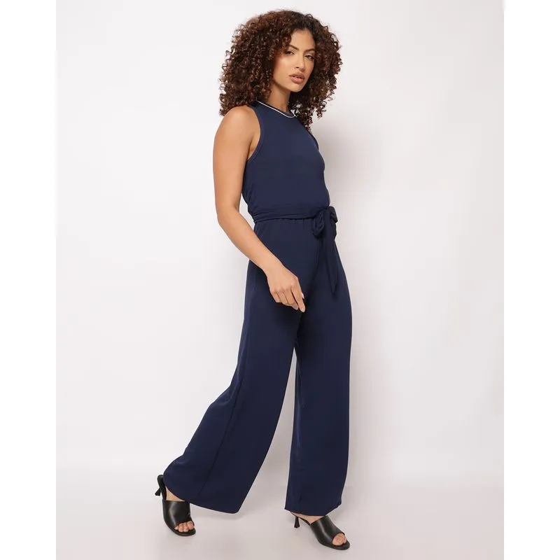 Macacão Feminino Longo Viscose com Amarração Marinho P