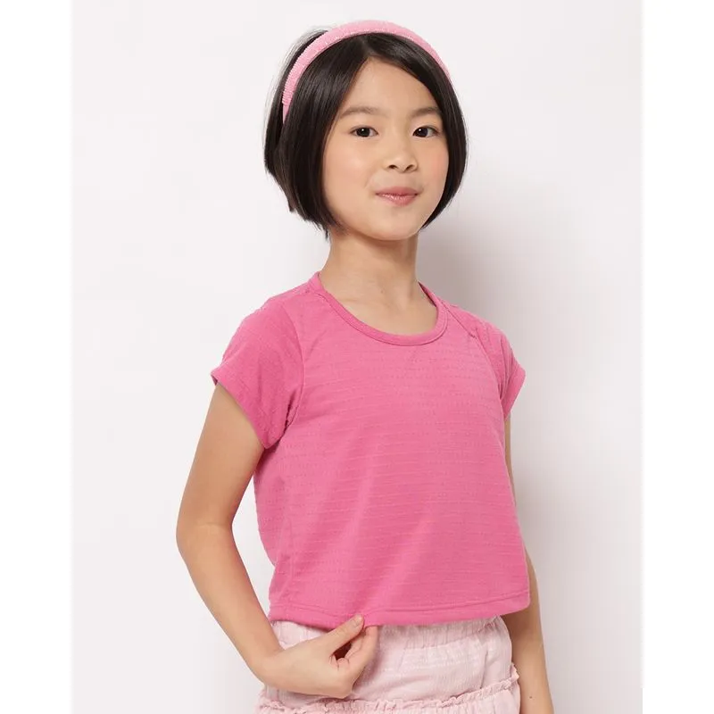 Blusa Infantil Cropped Texturizada Manga Curta Rosa 6