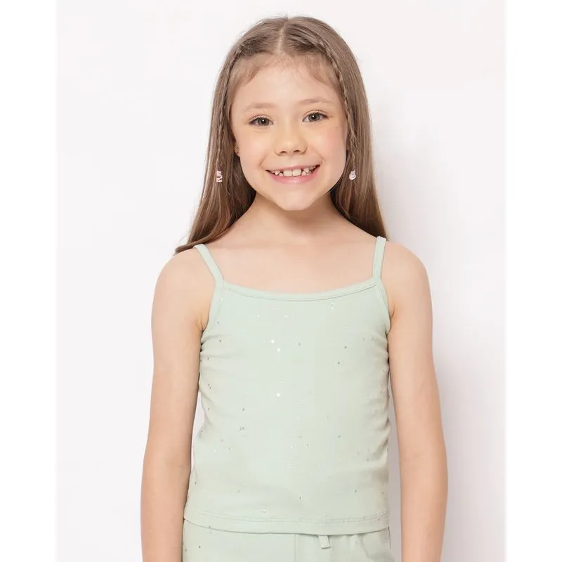 Regata Infantil Algodão com Glitter Coração Verde 8