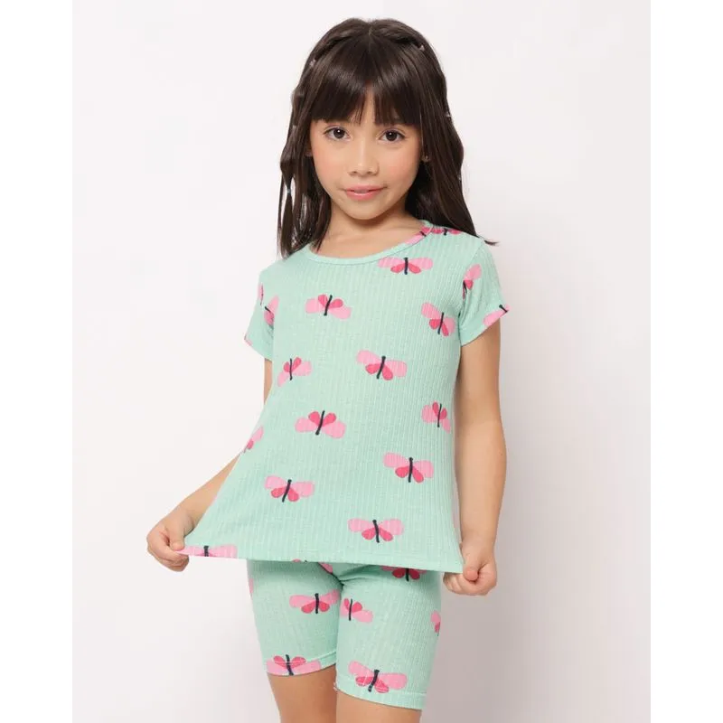 Conjunto Infantil Curto Canelado Estampado Verde 10