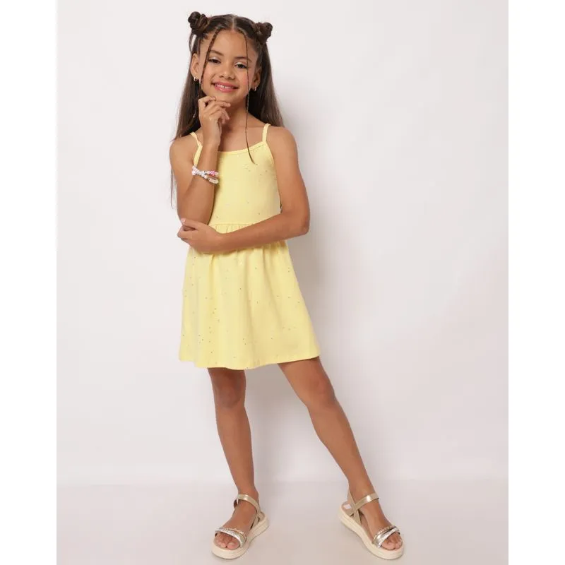Vestido Infantil Curto com Glitter Strass Corações Amarelo 6