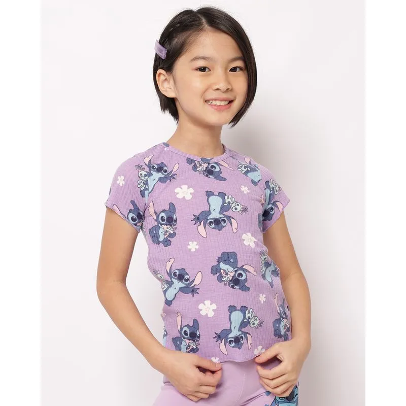 Blusa Infantil Canelada Estampada Disney Stitch Canelada Lilás 8