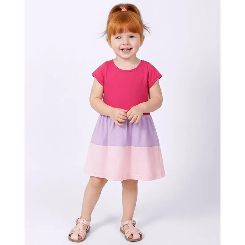 Vestido Bebê Curto Três Marias Manga Curta Rosa 2