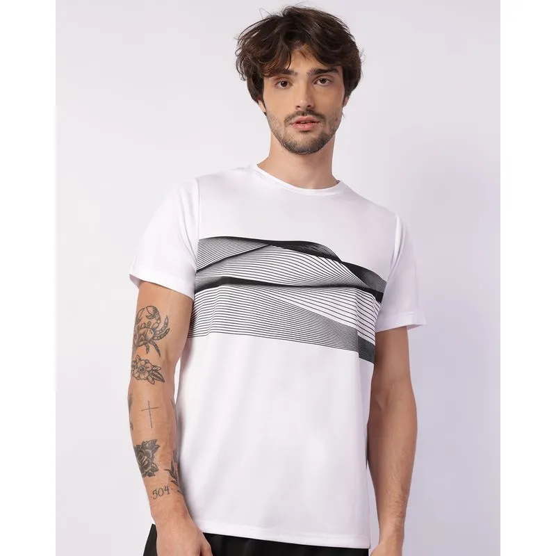 Camiseta Esportiva Masculina Dry Fit Estampa Manga Curta Branca M