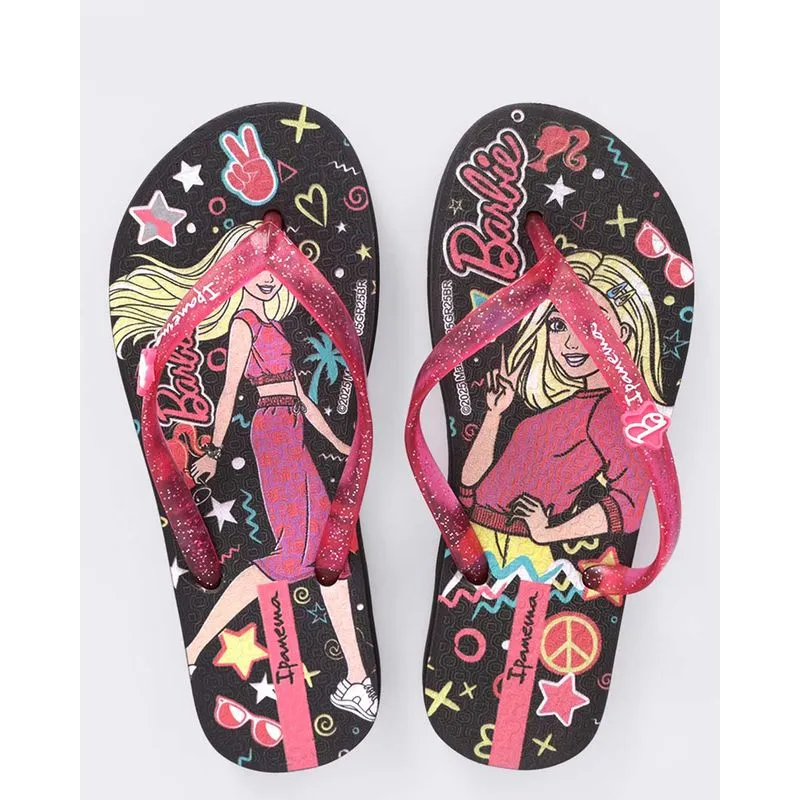 Chinelo Ipanema Infantil Barbie com Glitter Preto 31/32