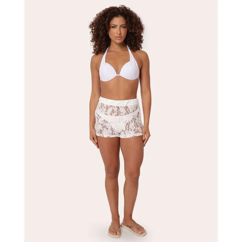 Saída de Praia Short Feminino Renda Branca G