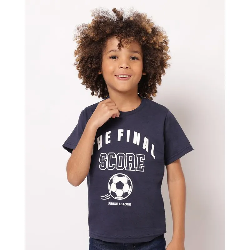 Camiseta Infantil Algodão Estampa Frontal Manga Curta Marinho 8