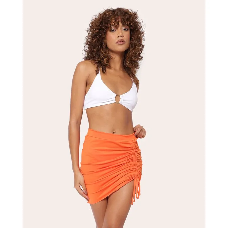 Saída de Praia Saia Feminina com Colissê Laranja M