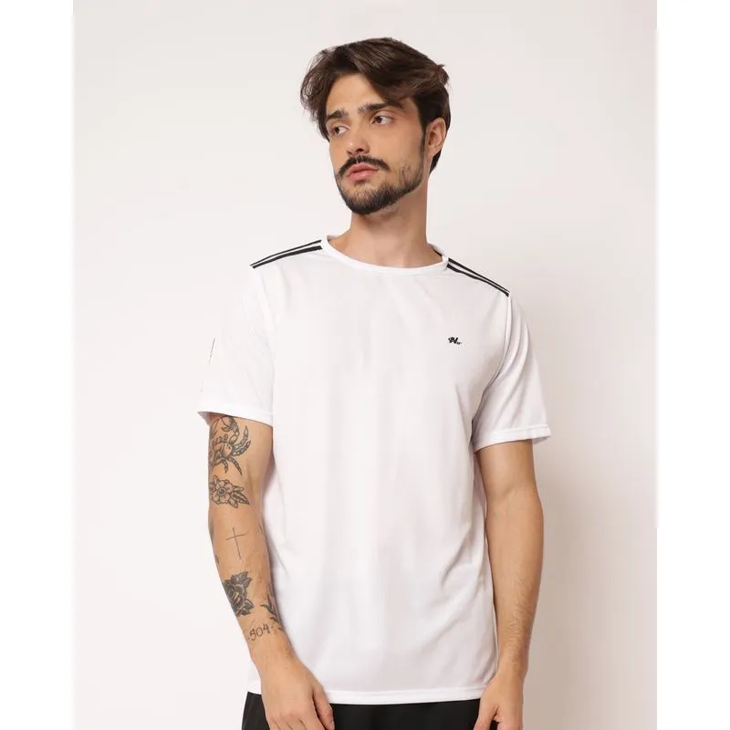 Camiseta Esportiva Masculina Dry Fit com Estampa Branca XG