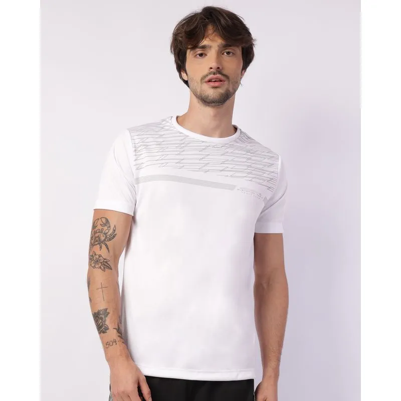 Camiseta Esportiva Masculina Dry Fit com Estampa Branca P