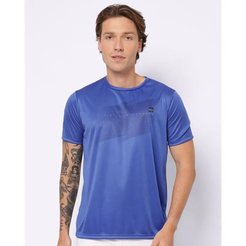Camiseta Esportiva Masculina Estampa Frontal Manga Curta Azul M
