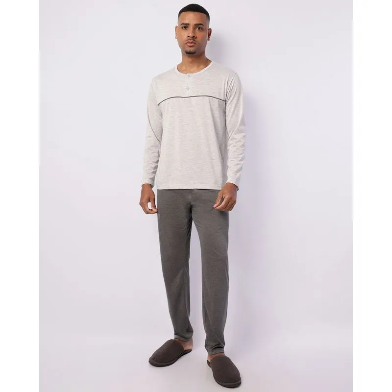 Pijama Masculino Longo com Botões Cinza GG