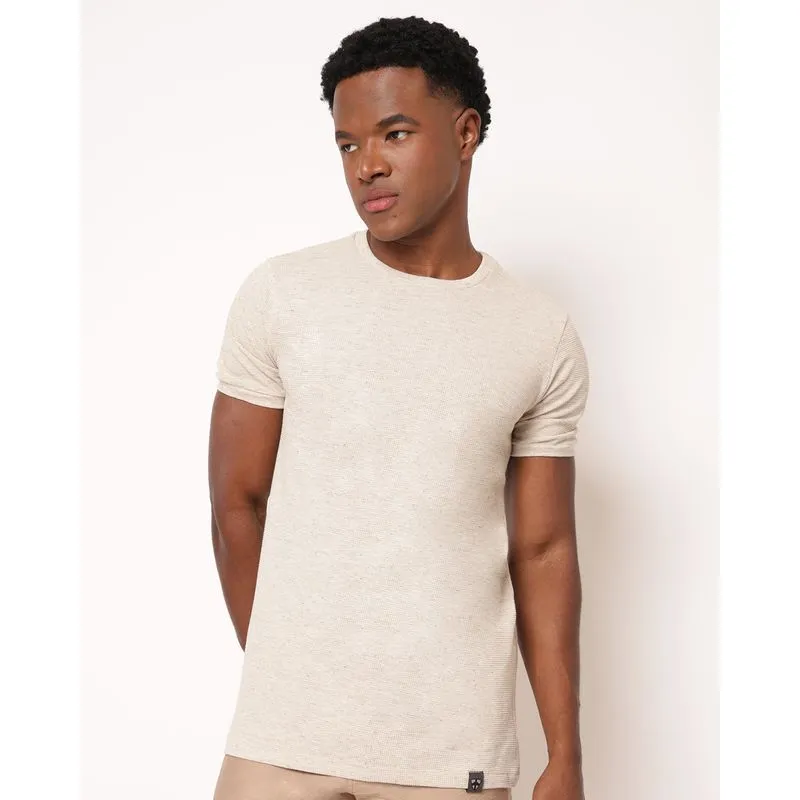 Camiseta Masculina Soft Linho Manga Curta Bege M