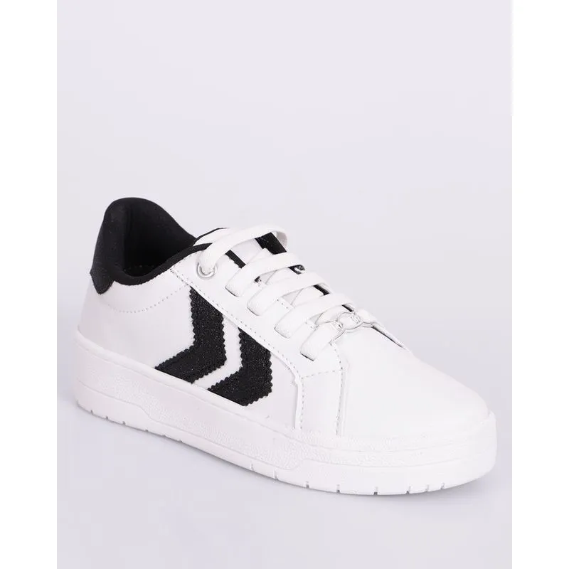 Tênis Infantil Casual Recorte com Glitter Branco 34