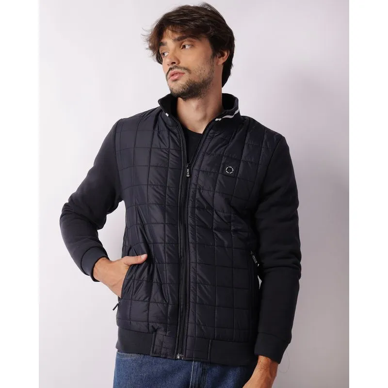 Jaqueta Masculina Puffer Matelassê Com Bolsos Zíper Marinho M